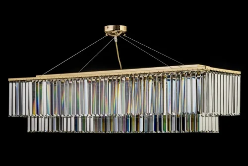 Люстра подвесная хрустальная Enio E 1.5.120x30.101 GP Arti Lampadari прозрачная на 10 ламп, основание золотое в стиле арт-деко классический  фото 2